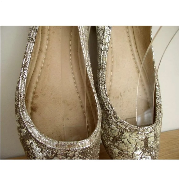 Frye Carson Metallic Gold Crackle Ballet Flat 8.5 - Picture 4 of 9